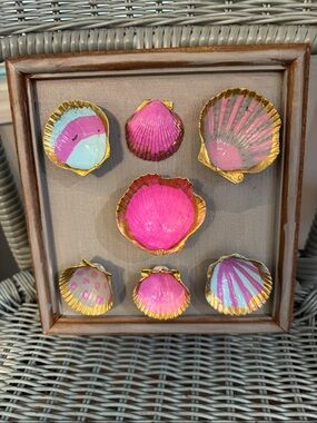 Hand-Painted Seashell Wall Art - Pink & Aqua Accents